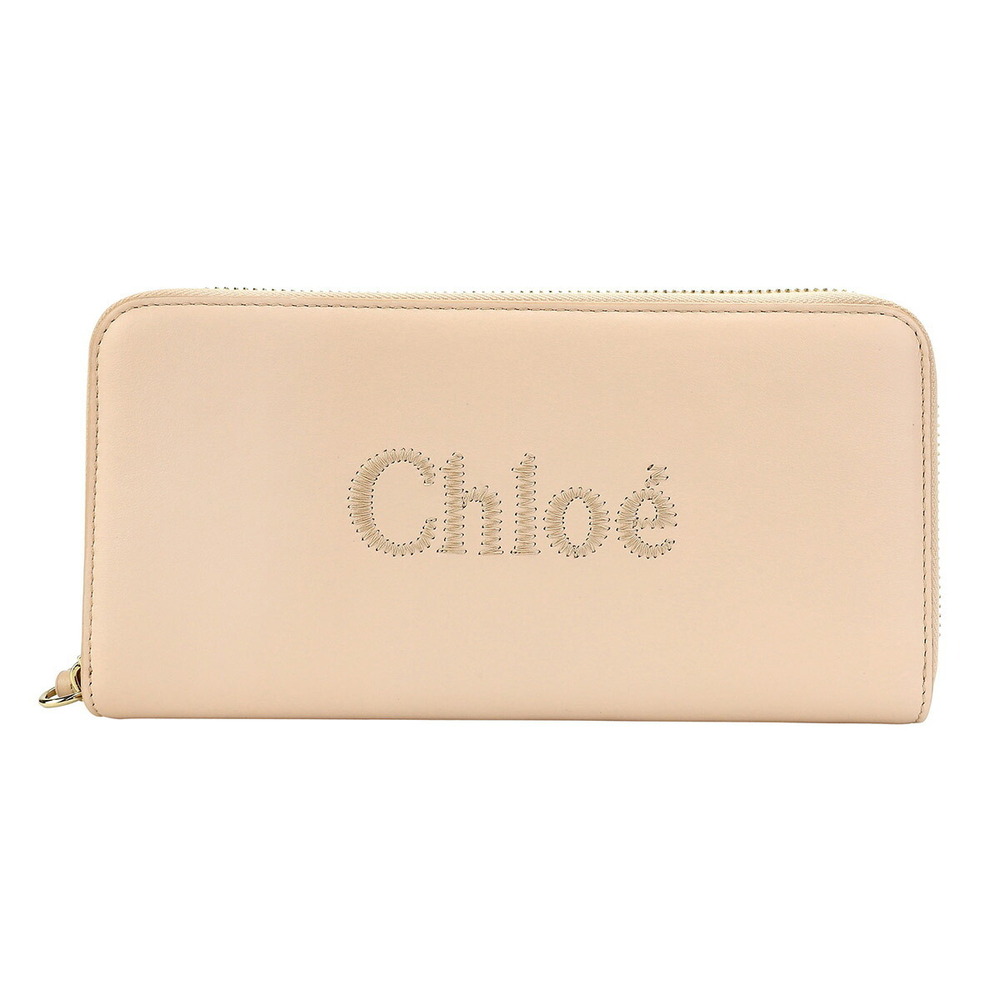 Chloe Sense long wallet round zipper Pink Beige